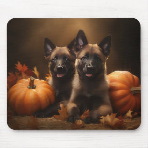 Belgian Shepherd Puppy Autumn Delight Pumpkin Mouse Pad