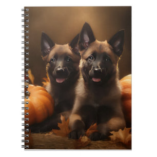 Belgian Shepherd Puppy Autumn Delight Pumpkin Notebook