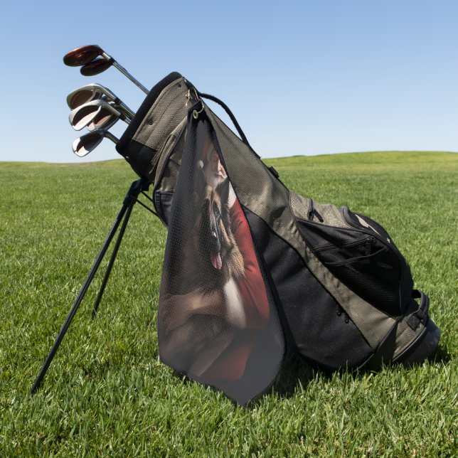 Belgian Shepherd Santa Claus Festive Christmas Golf Towel (Green)