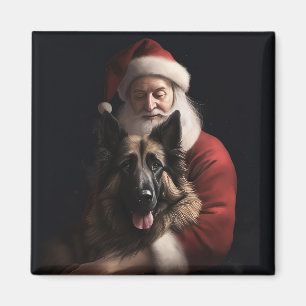 Belgian Shepherd Santa Claus Festive Christmas Magnet