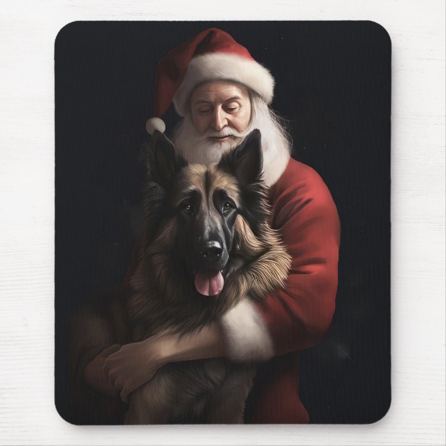Belgian Shepherd Santa Claus Festive Christmas Mouse Pad (Front)