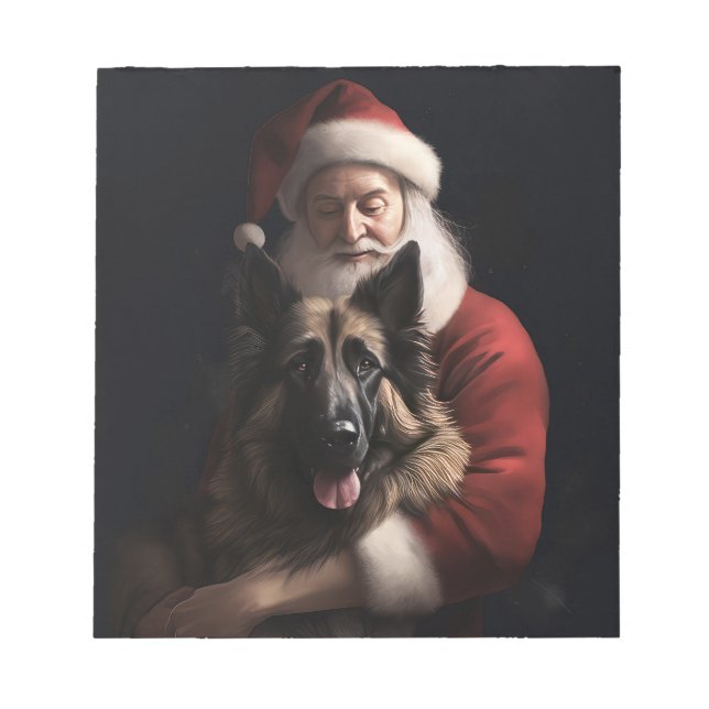 Belgian Shepherd Santa Claus Festive Christmas Notepad (Front)