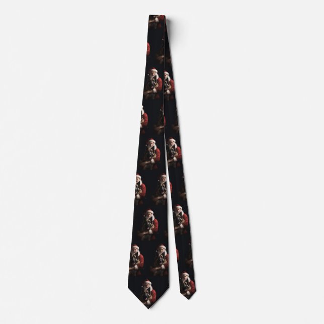 Belgian Shepherd Santa Claus Festive Christmas Tie (Front)