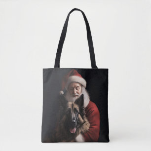 Belgian Shepherd Santa Claus Festive Christmas Tote Bag
