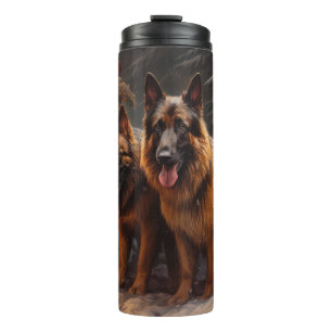 Belgian Shepherd Snowy Sleigh Christmas Decor Thermal Tumbler