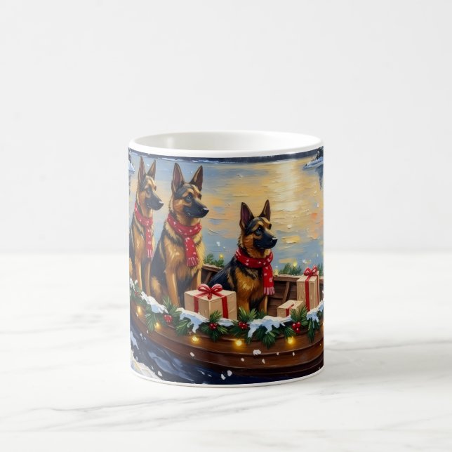 Belgian Shepherd Tervuren Christmas Boat Holiday Coffee Mug (Center)