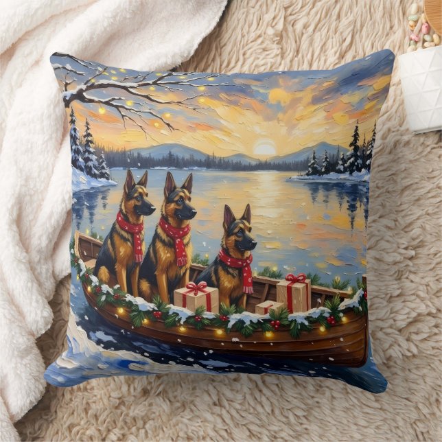 Belgian Shepherd Tervuren Christmas Boat Holiday Cushion (Blanket)