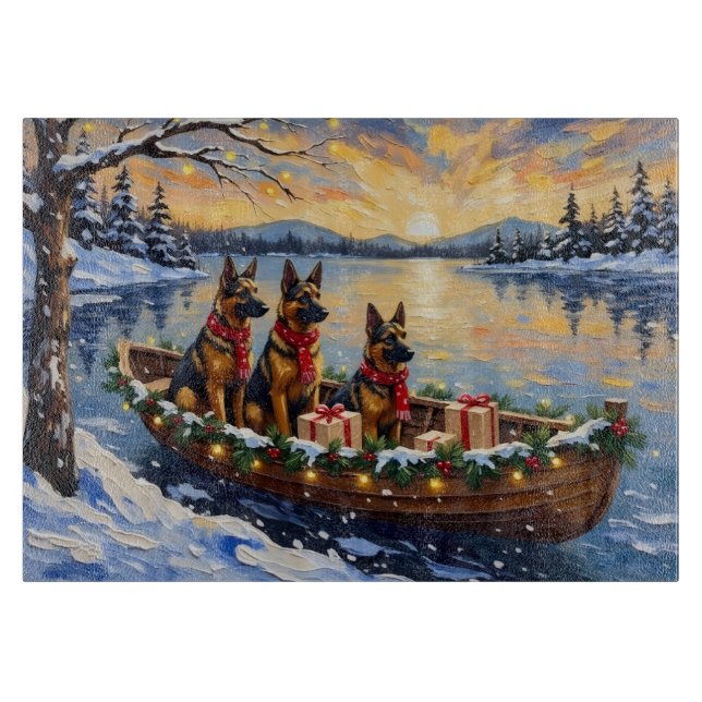 Belgian Shepherd Tervuren Christmas Boat Holiday Cutting Board (Front)
