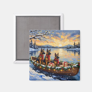 Belgian Shepherd Tervuren Christmas Boat Holiday Magnet