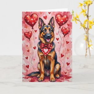 Belgian Shepherd Valentine’s Day Dog with Hearts Card