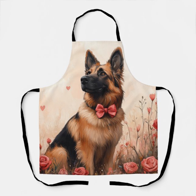 Belgian Shepherd with Roses - Valentine's Day Apron (Front)