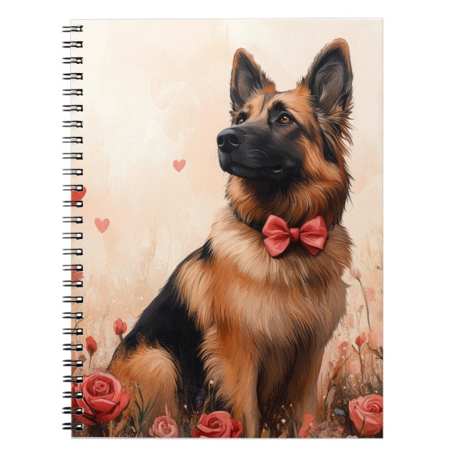 Belgian Shepherd with Roses - Valentine's Day Notebook (Front)