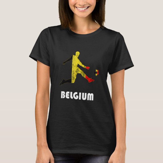 Belgian Soccer Player Belgique Belgium Belgian Fla T-Shirt (Front)