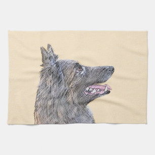 Belgian Tervuren 2 Painting - Original Dog Art Tea Towel