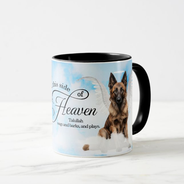 Belgian Tervuren Angel Personalised Pet Memorial Mug (Front Right)