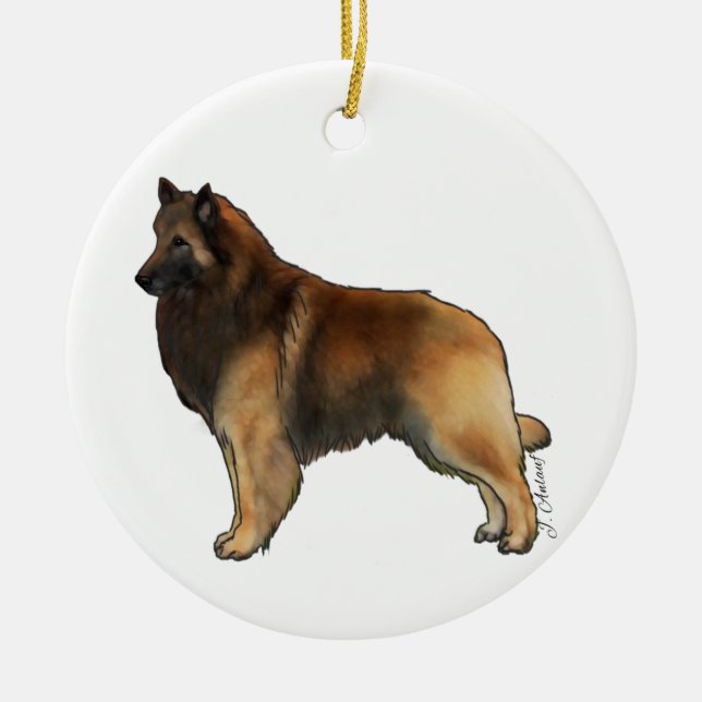 Belgian Tervuren Ceramic Ornament (Front)