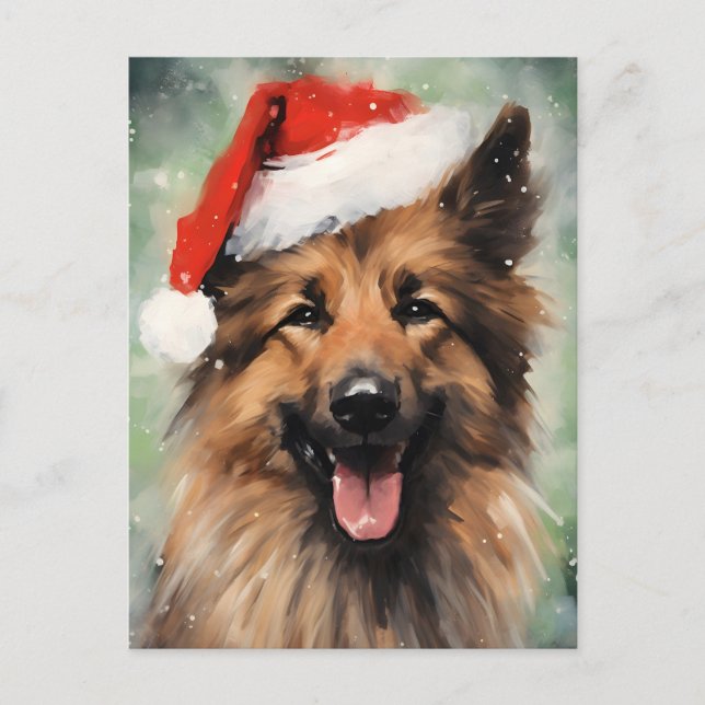 Belgian Tervuren Christmas brush painting artwork Postcard (Front)