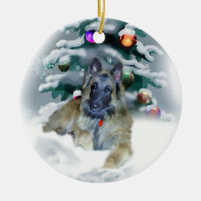 Belgian Tervuren Christmas Gifts Ornament (Front)