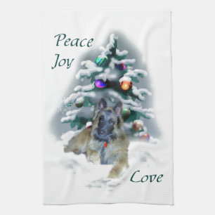 Belgian Tervuren Christmas Tea Towel