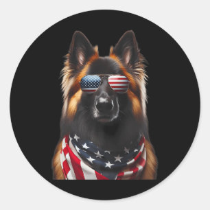 Belgian Tervuren Dog 4th Of July American Independ Classic Round Sticker