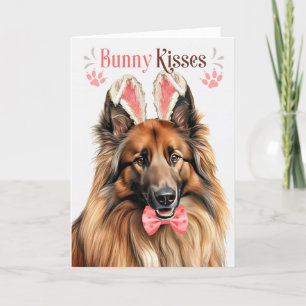 Belgian Tervuren Dog in Bunny Ears for Easter Holiday Card