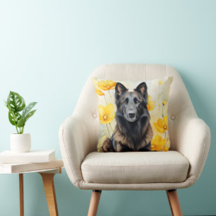 Belgian Tervuren Dog Lover and Poppies Cushion