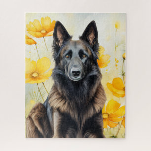 Belgian Tervuren Dog Lover and Poppies Jigsaw Puzzle