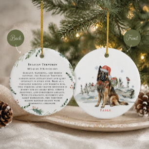 Belgian Tervuren Dog Monogram Ceramic Ornament