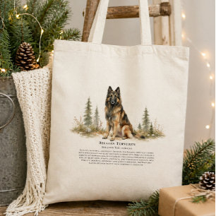 Belgian Tervuren Dog Watercolor Breed Quote Tote Bag