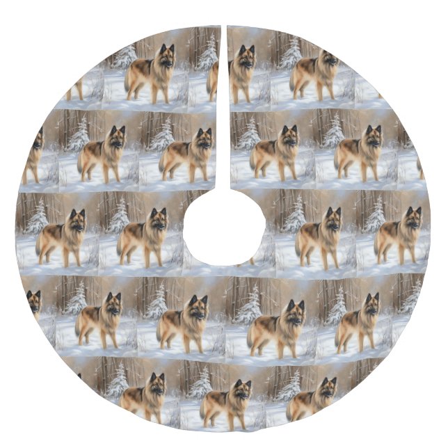 Belgian Tervuren Let It Snow Christmas  Brushed Polyester Tree Skirt (Front)