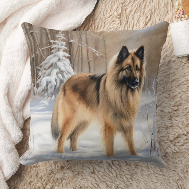 Belgian Tervuren Let It Snow Christmas  Cushion (Blanket)