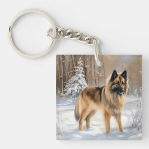 Belgian Tervuren Let It Snow Christmas  Key Ring