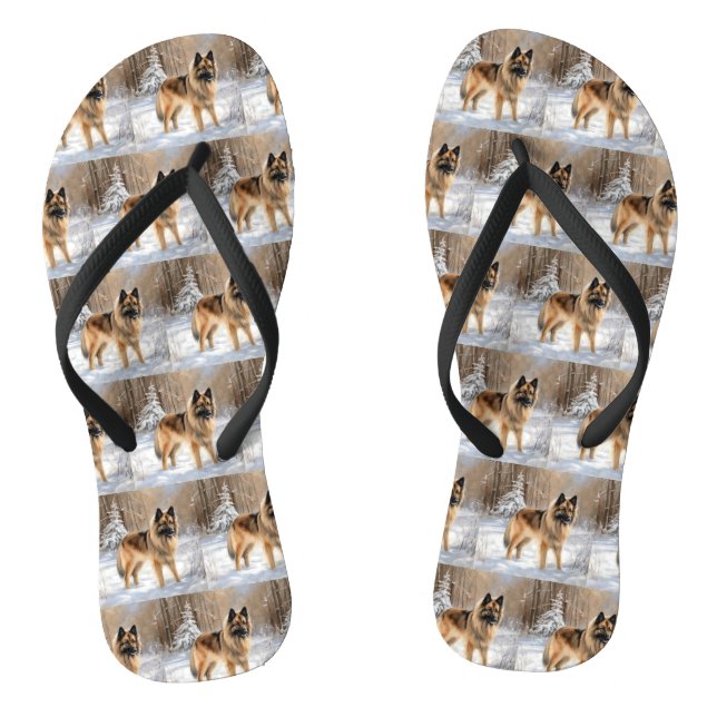 Belgian Tervuren Let It Snow Christmas  Thongs (Footbed)