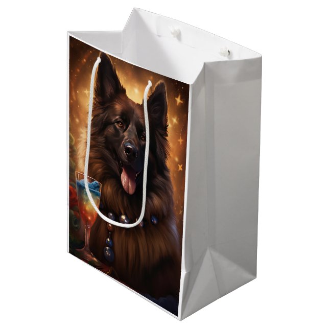 Belgian Tervuren New Year Medium Gift Bag (Front Angled)