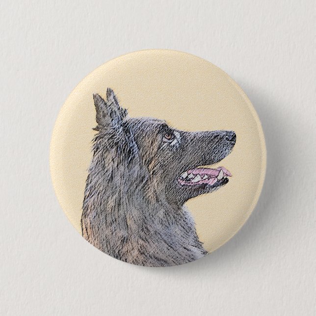 Belgian Tervuren Painting - Cute Original Dog Art 6 Cm Round Badge (Front)