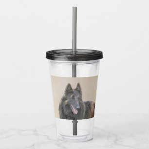 Belgian Tervuren Painting - Cute Original Dog Art Acrylic Tumbler