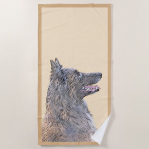 Belgian Tervuren Painting - Cute Original Dog Art Beach Towel