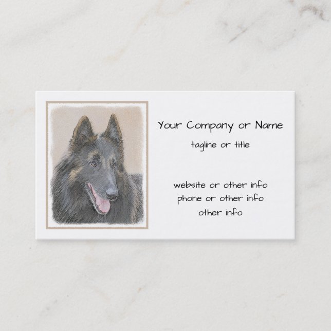 Belgian Tervuren Painting - Cute Original Dog Art Business Card (Front)