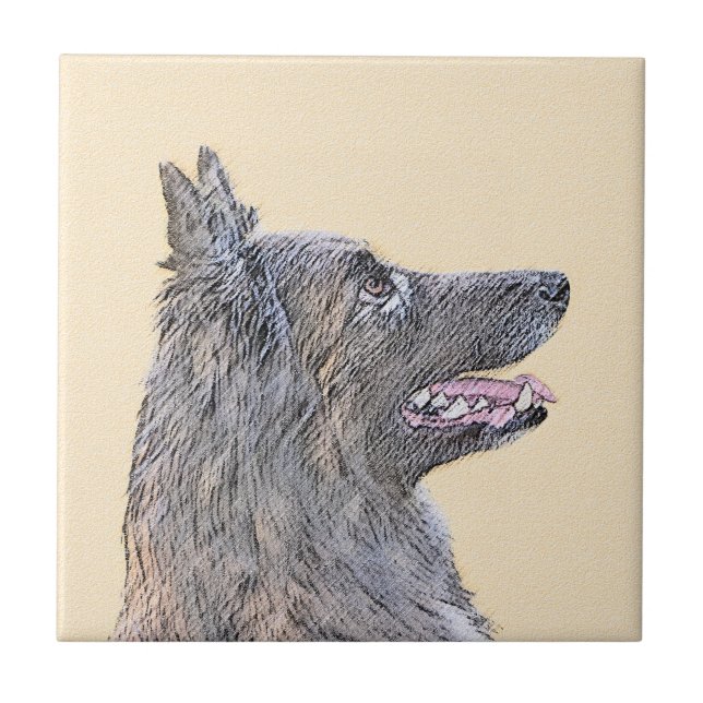 Belgian Tervuren Painting - Cute Original Dog Art Ceramic Tile (Front)