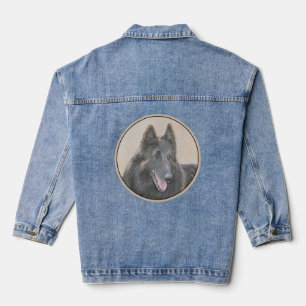 Belgian Tervuren Painting - Cute Original Dog Art Denim Jacket