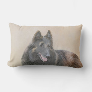Belgian Tervuren Painting - Cute Original Dog Art Lumbar Cushion