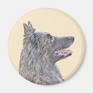Belgian Tervuren Painting - Cute Original Dog Art Magnet