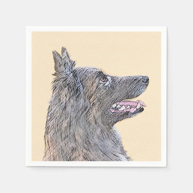 Belgian Tervuren Painting - Cute Original Dog Art Napkin (Front)