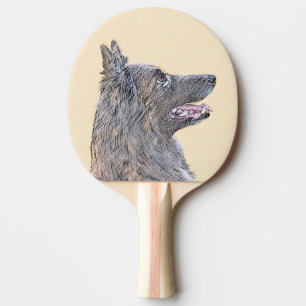Belgian Tervuren Painting - Cute Original Dog Art Ping Pong Paddle