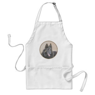 Belgian Tervuren Painting - Cute Original Dog Art Standard Apron