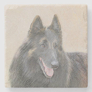 Belgian Tervuren Painting - Cute Original Dog Art Stone Coaster