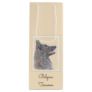 Belgian Tervuren Painting - Cute Original Dog Art Wine Gift Bag