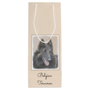 Belgian Tervuren Painting - Cute Original Dog Art Wine Gift Bag
