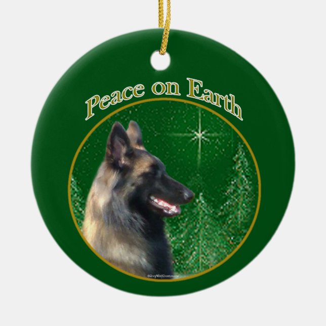 Belgian Tervuren Peace Ceramic Ornament (Front)