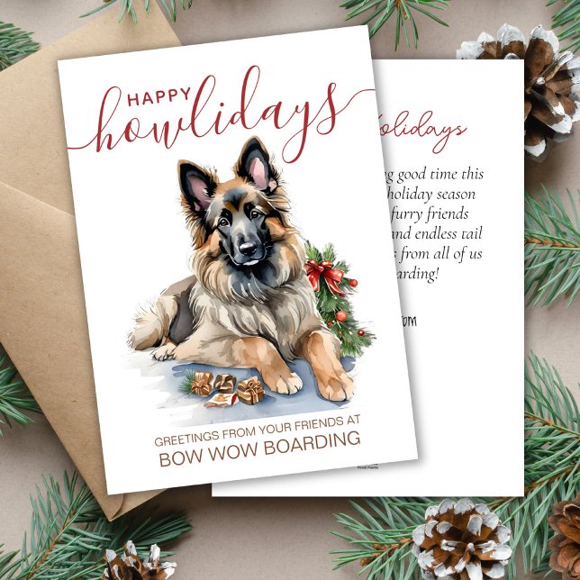 Belgian Tervuren Pet Boarding Christmas Corporate Holiday Card (Creator Uploaded)